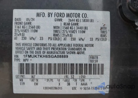 2025 Ford Explorer St-Line from USA, damaged, VIN 1FMUK7KH6SGA08889